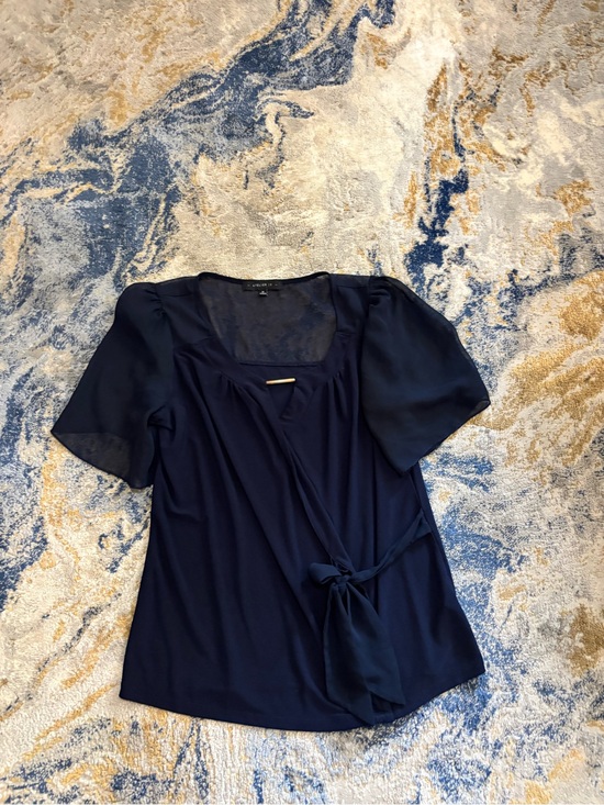 Dresses & Skirts - Navy Wrap Tie Short Sleeve Women's Top
